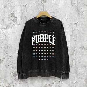 Purple Brand Mens Black Embroidered Stencil Logo Sweatshirt Men's